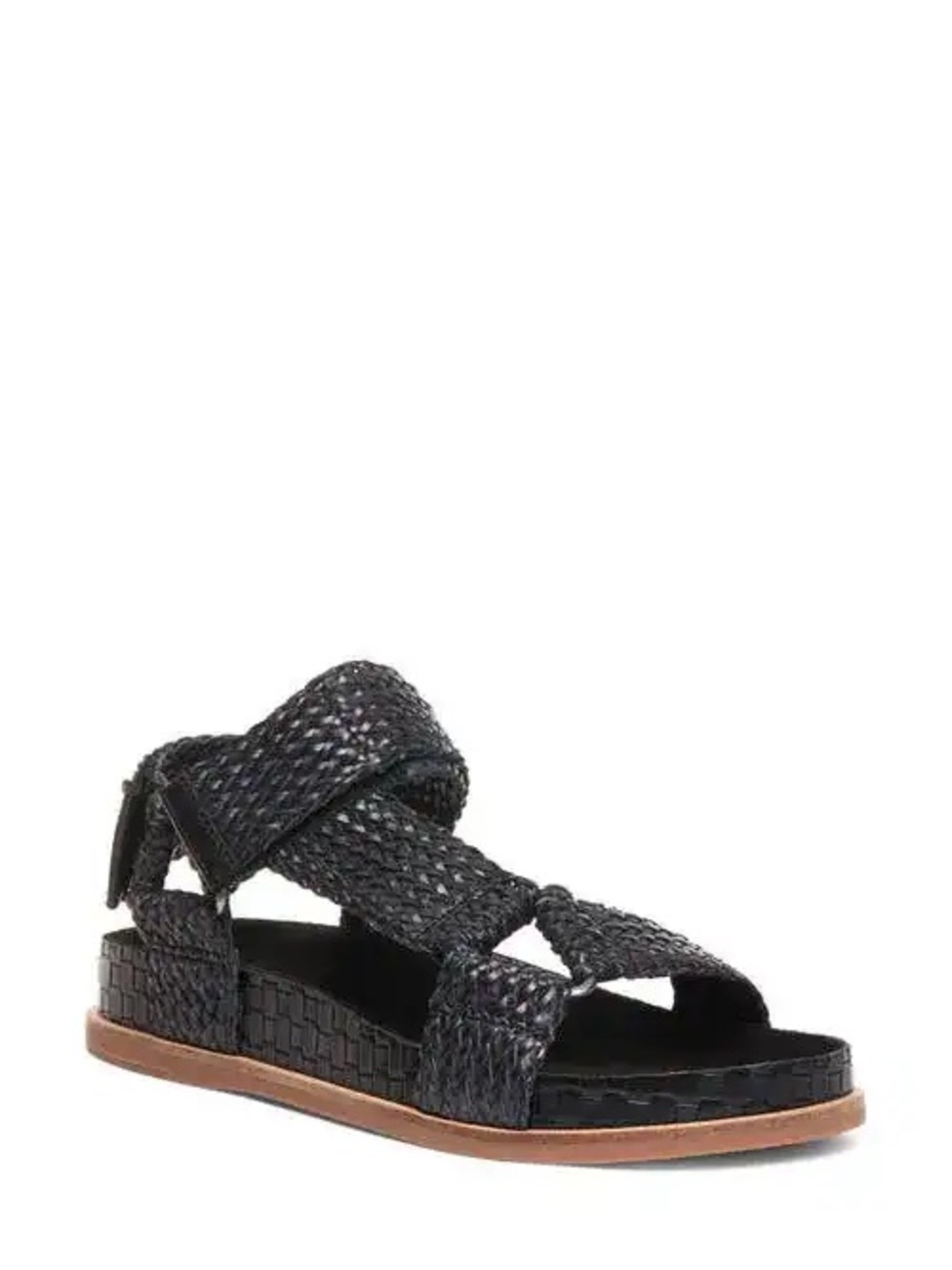 Kelsi Dagger Black Woven Leather Platform Sandal - Women's Comfort Strappy Sanda